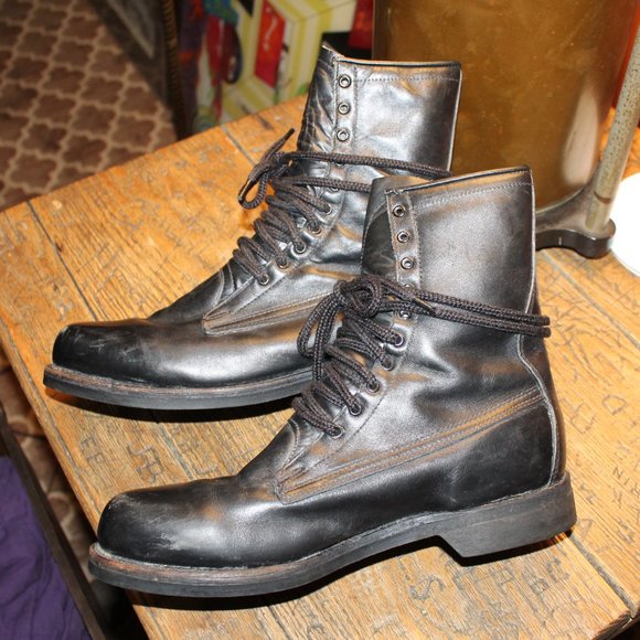 ADDISON SHOE CO VTG STEEL TOE LEATHER COMBAT BOOTS MENS 11 D/ NRMT- WORN ONCE - Picture 3 of 5
